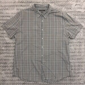 John Varvatos Shirt Mens XL Plaid Short Sleeve Button Up Casual Top